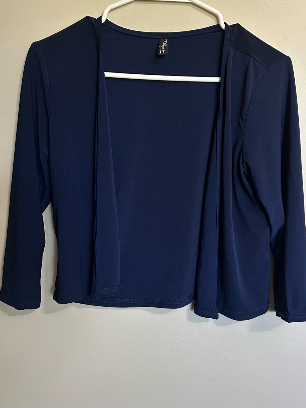 Fashque Studio Navy Cropped Open Front Cardigan 3/4 Sleeve Size S